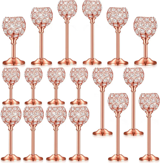 18 Pieces Crystal Candle Holder, Bulk