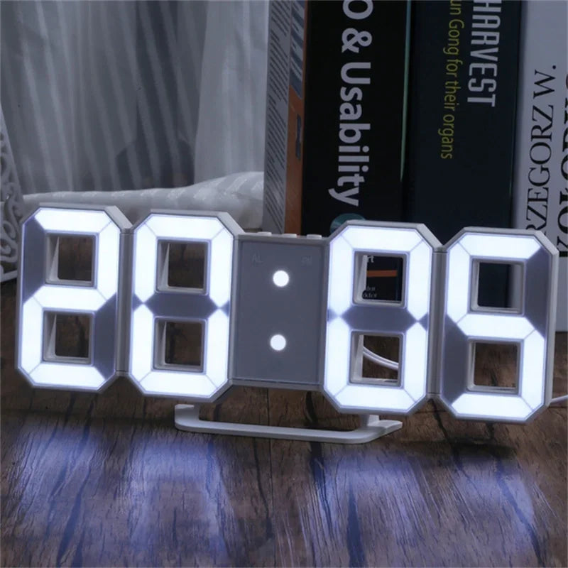 LED Digital Wall Clock/Alarm Clock 3 levels Brightness