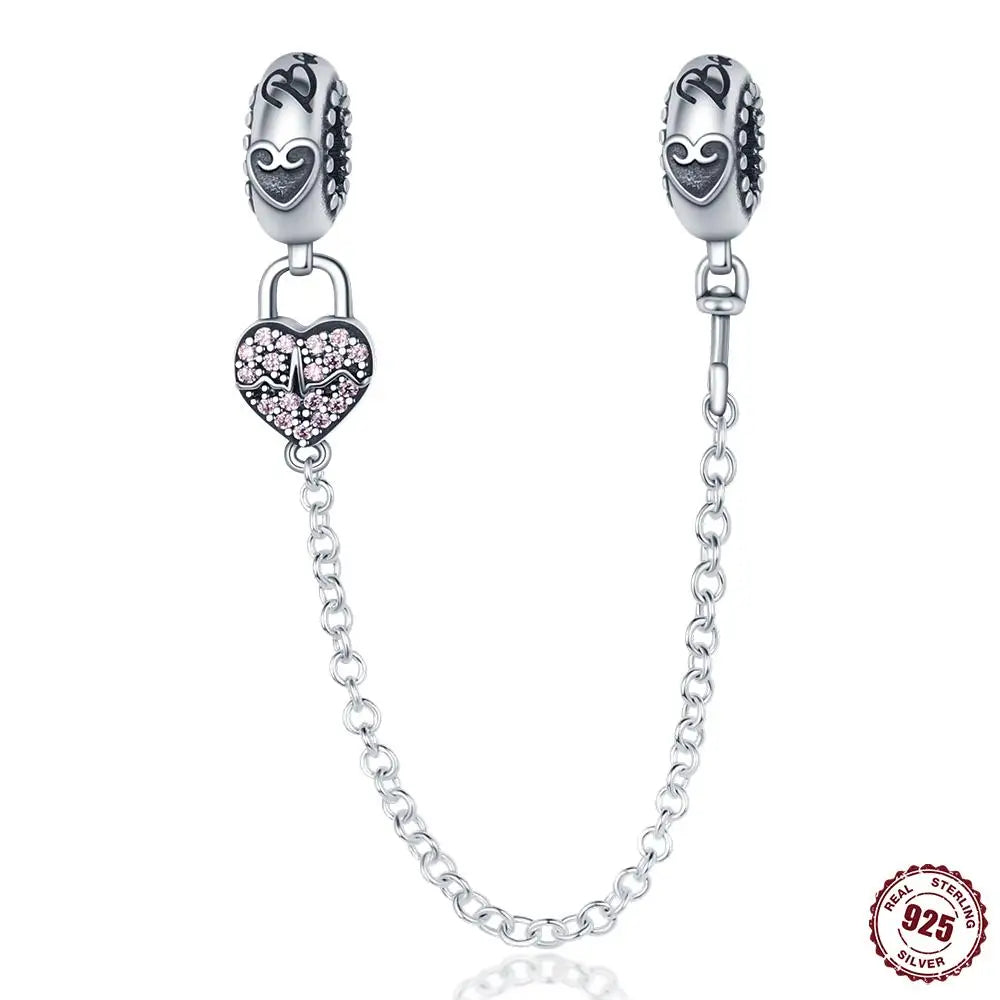 925 Sterling Safety Chain  Fit Pandora Bracelets
