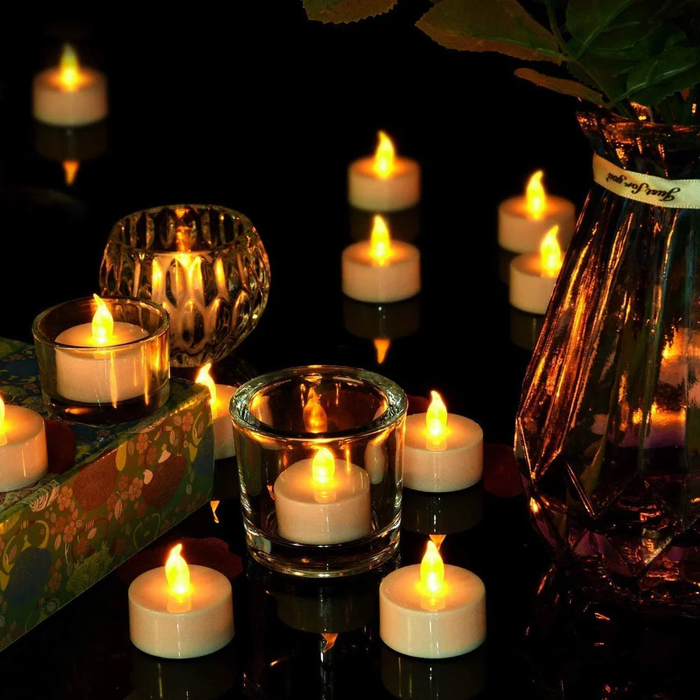 12/24Pack Flameless Flickering LED Tea Lights Candles