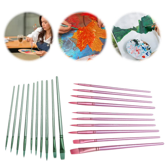 Watercolor Paint Brushes, Wooden Handle, Nylon Hair Flat Head