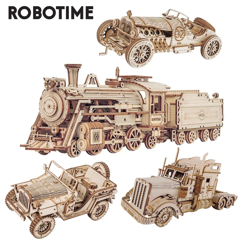 3D Puzzle Movable Steam Train, Car, Jeep, Semi for Children, Adult