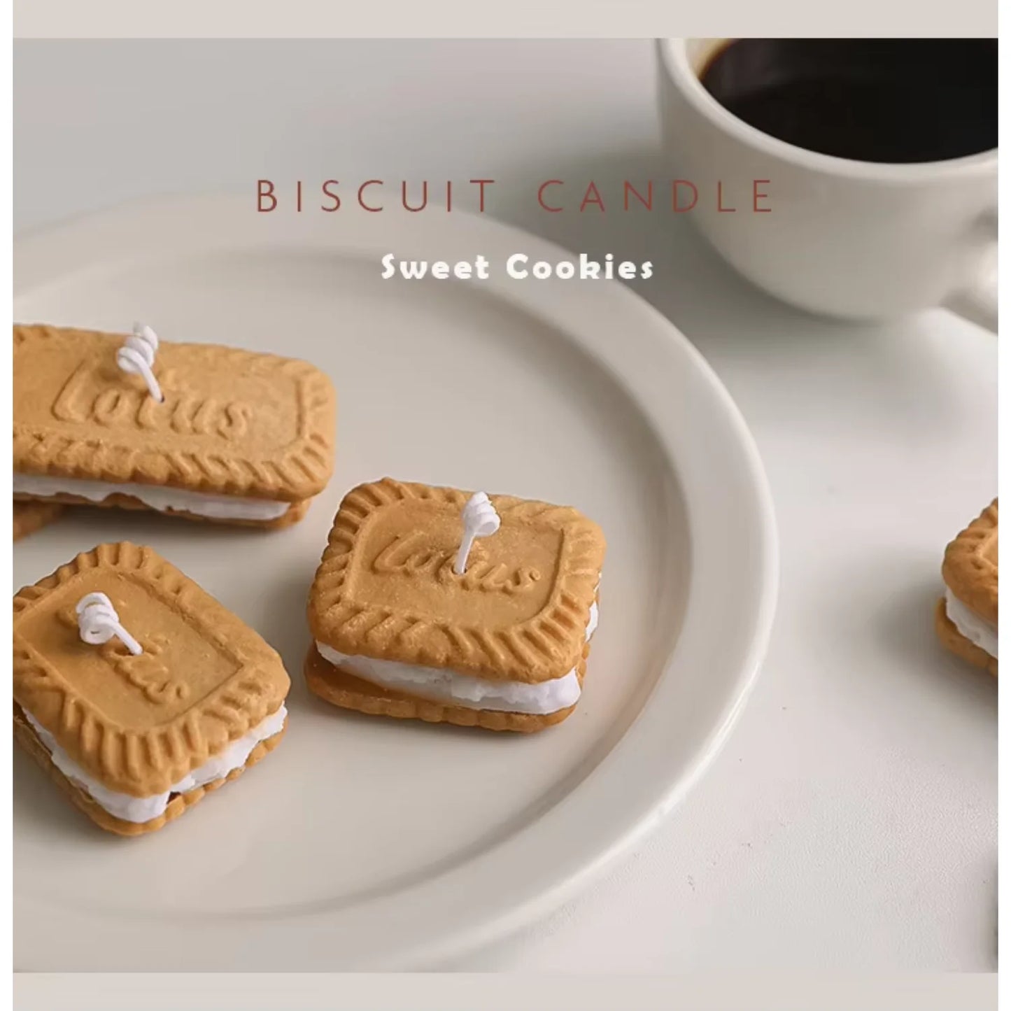 Biscuit Shaped Lotus Coffee and milk Scented Soy Candle