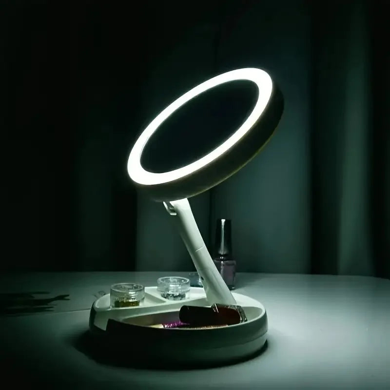 1pc Foldable LED Vanity Mirror/Dual-Sided