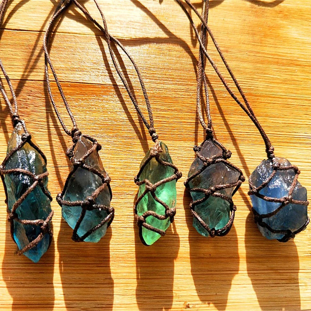 Natural Blue-green Fluorite Crystal Pendant