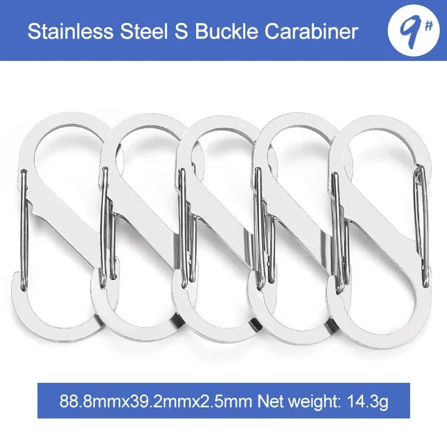 5Pcs S Type Stainless Steel Carabiner