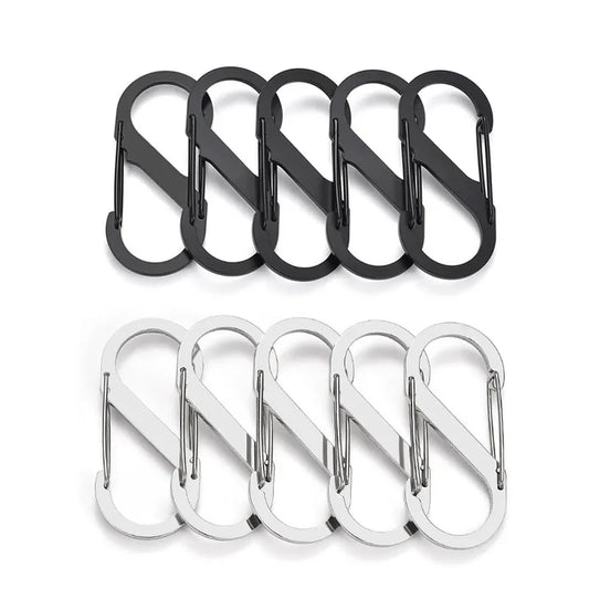 5Pcs S Type Stainless Steel Carabiner