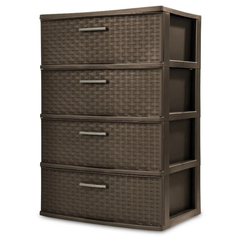 Stylish 4 Drawer Wide Woven Plastic Organizer