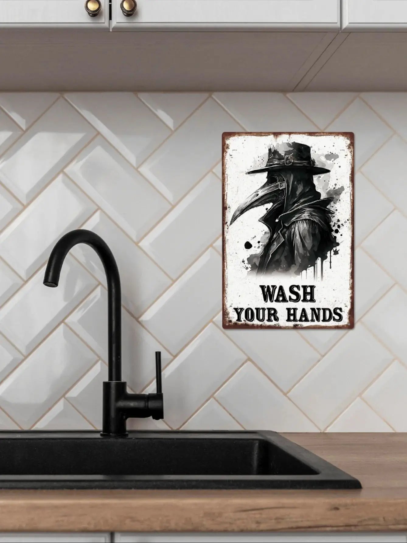 Doctor Schnabel Tin Sign, Retro Wash Your Hands Wall Art