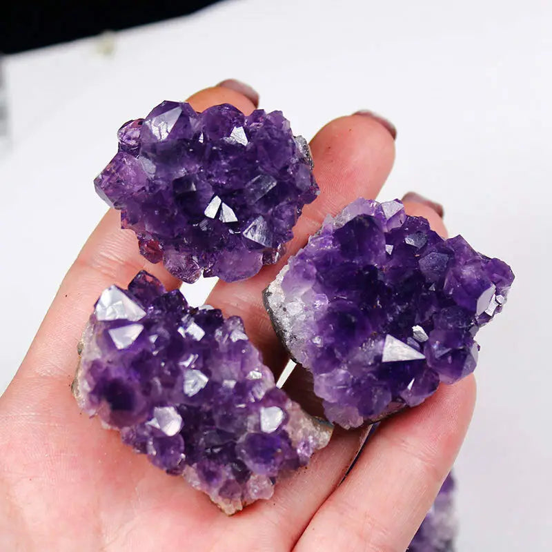 Natural Raw Purple Brazilian Amethyst Quartz Crystal Cluster