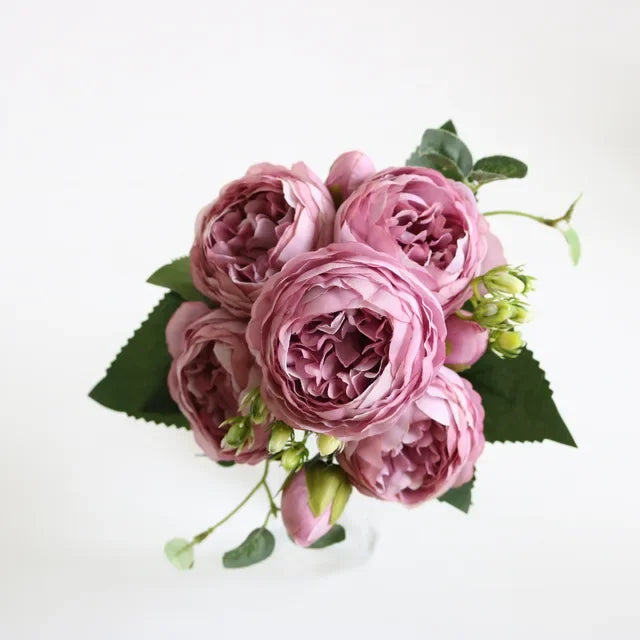 1pcs 30cm Rose Pink Silk Peony Bouquet