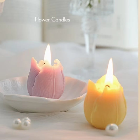 Tulip Shaped Scented Soy Candle - Floral Fragrance