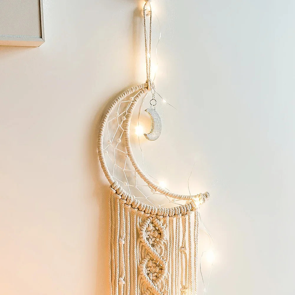 Moon Ramadan Macrame Dream Catcher, Boho Wall Hanging