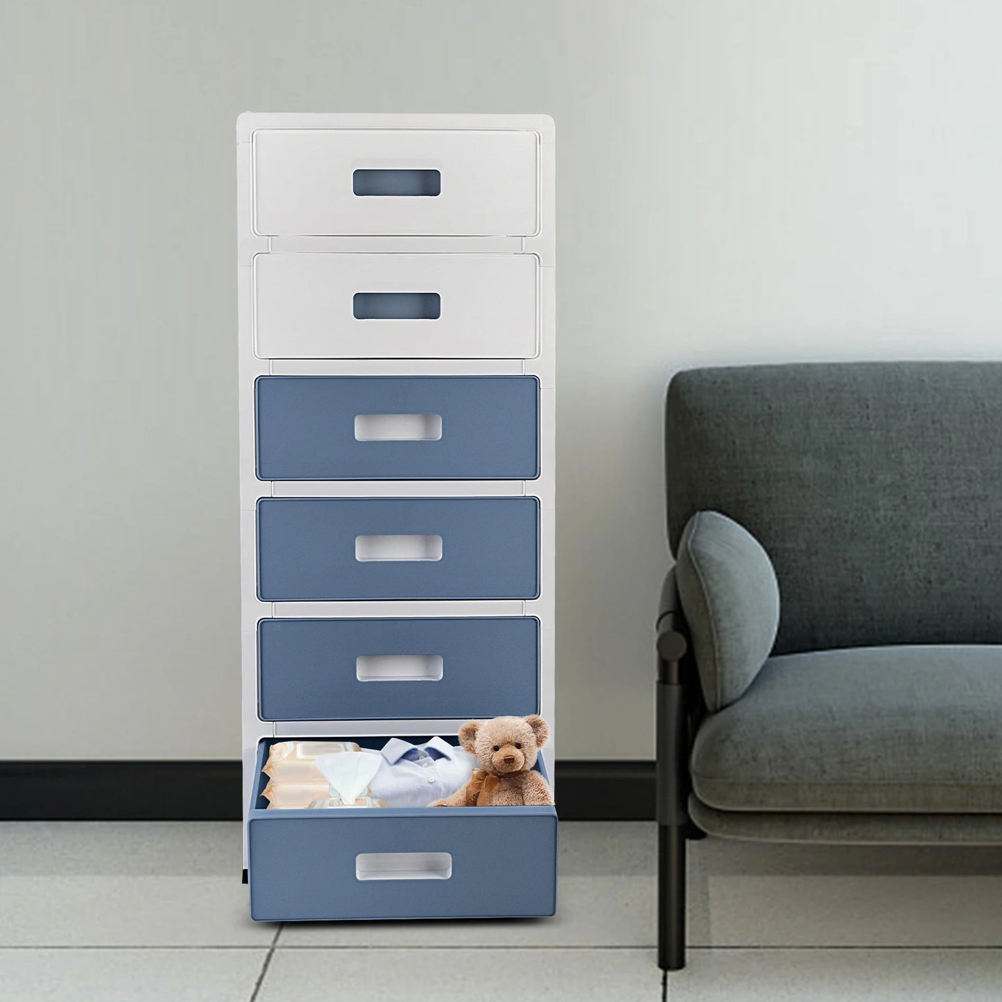 Plastic 6 Drawer Organizer w/Rollers