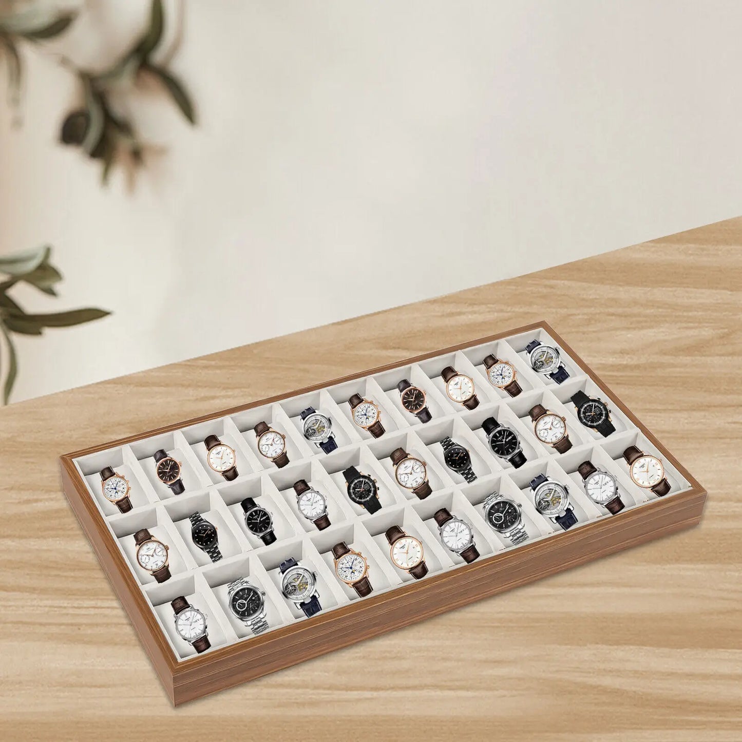 30 Slot Men's Watch Wooden Display Case