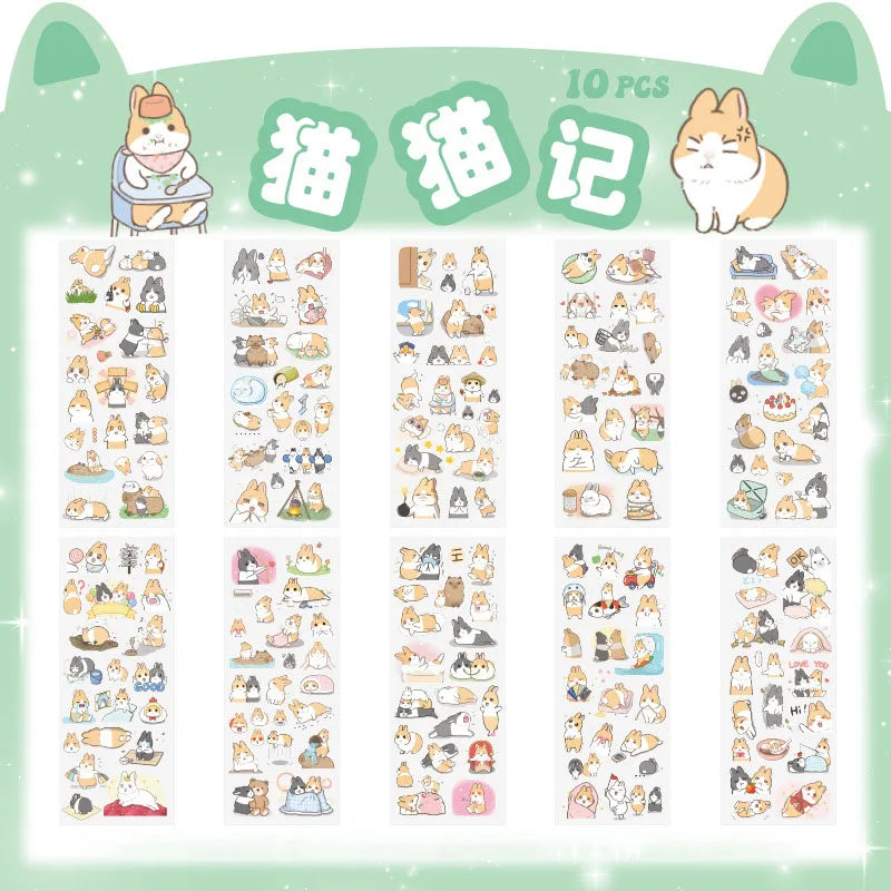 10pcs/Pack Cartoon Patterns Decorative Stickers