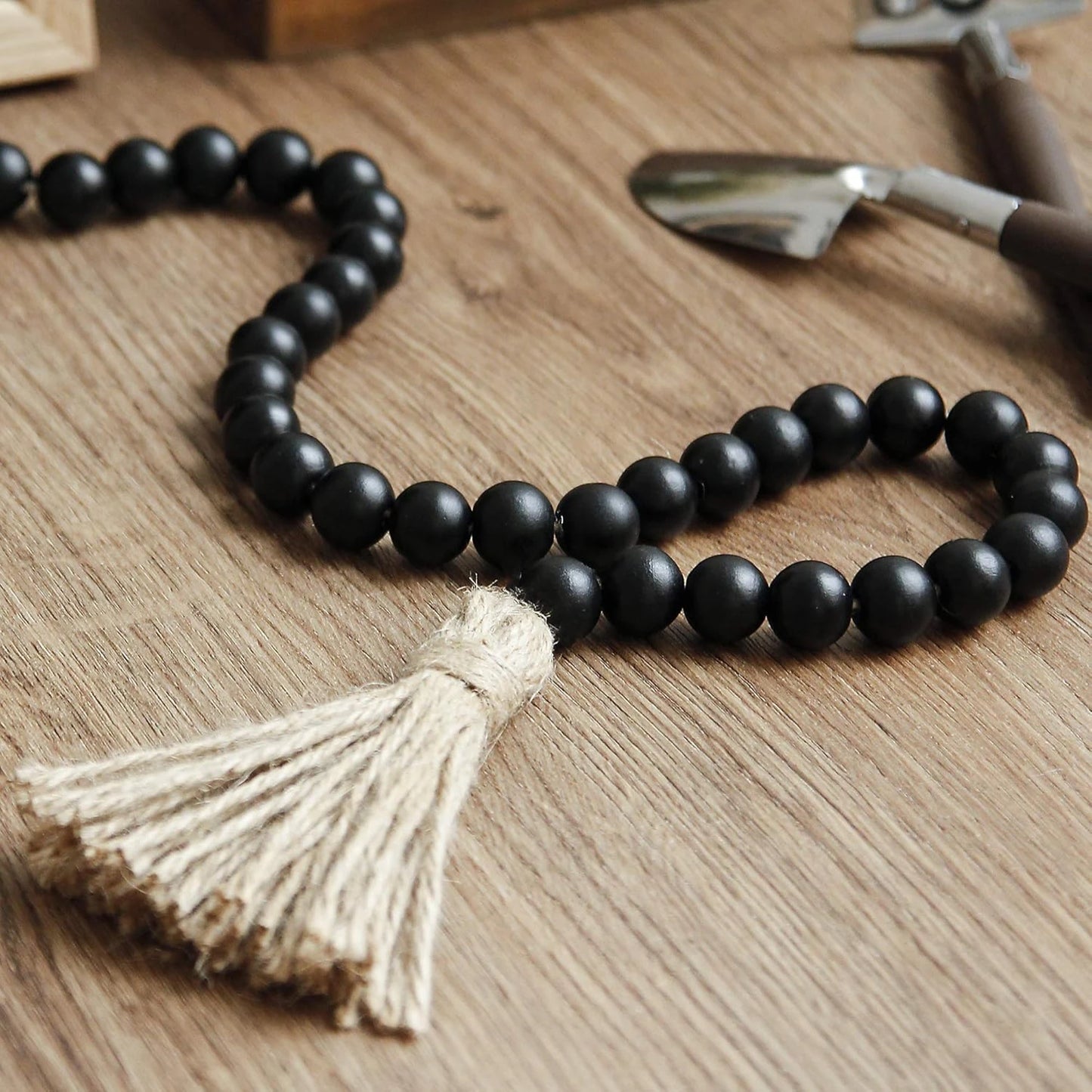 Wooden Bead Garland with Tassels  (2PCS)