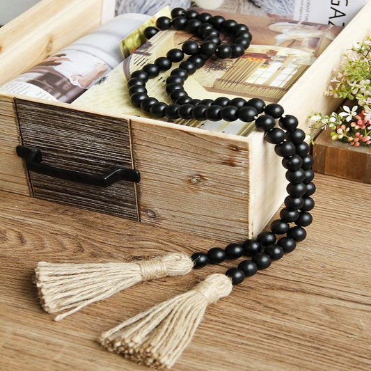 Wooden Bead Garland with Tassels  (2PCS)