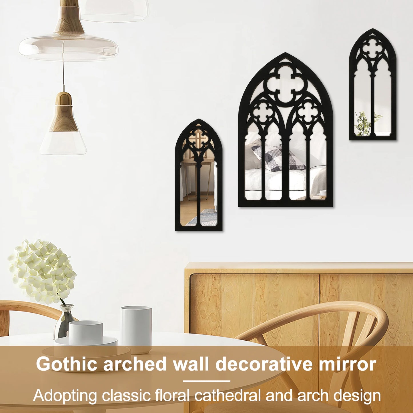 3pcs Gothic Mirrors Arched Wall Decor