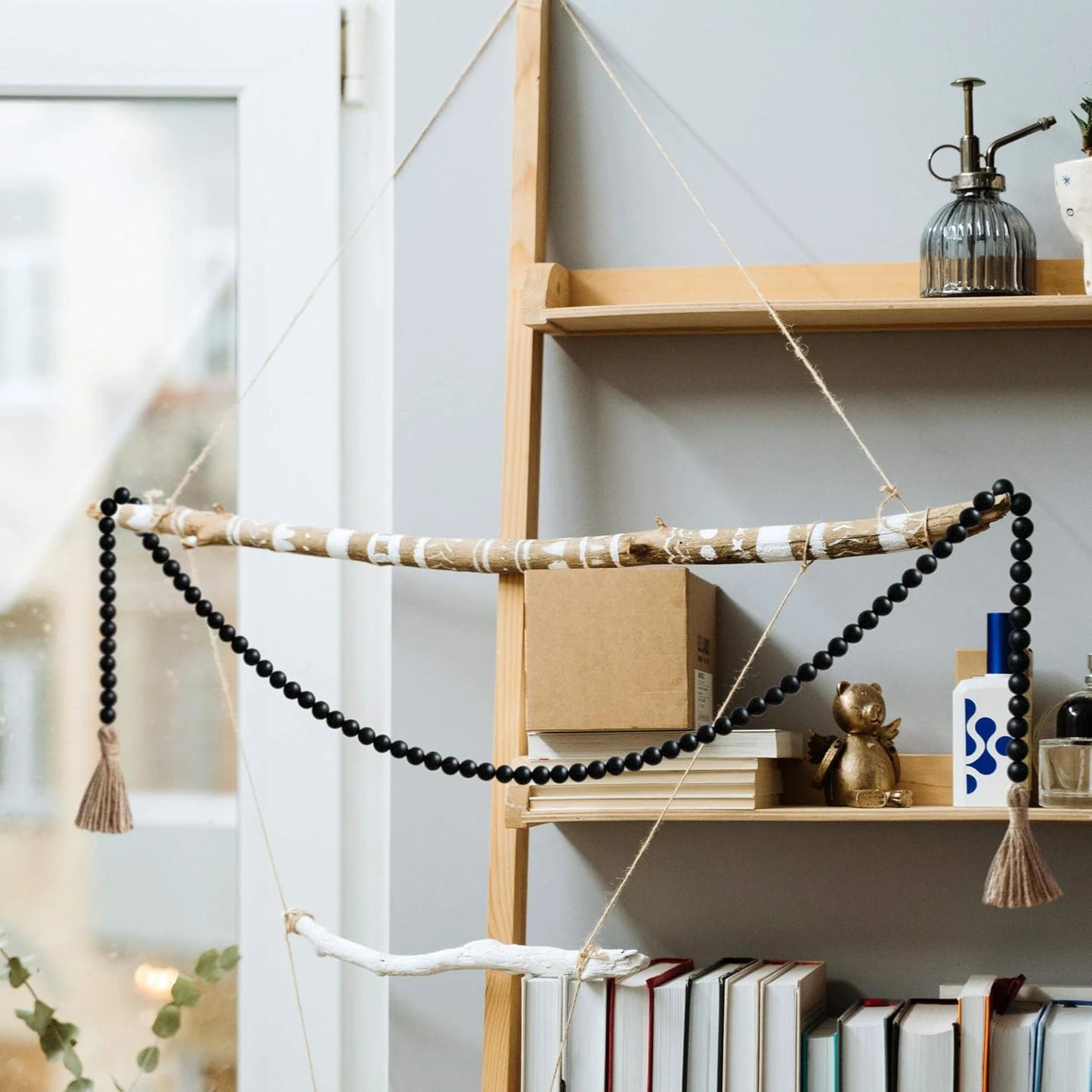 Wooden Bead Garland with Tassels  (2PCS)