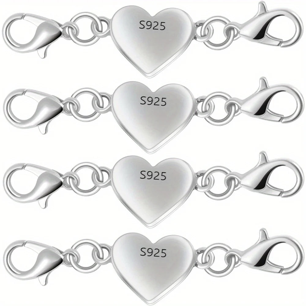 925 Silver Heart-Shaped Magnetic Necklace/Bracelet Extender