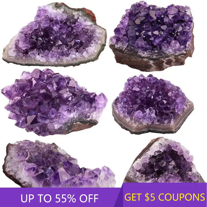 Natural Raw Purple Brazilian Amethyst Quartz Crystal Cluster