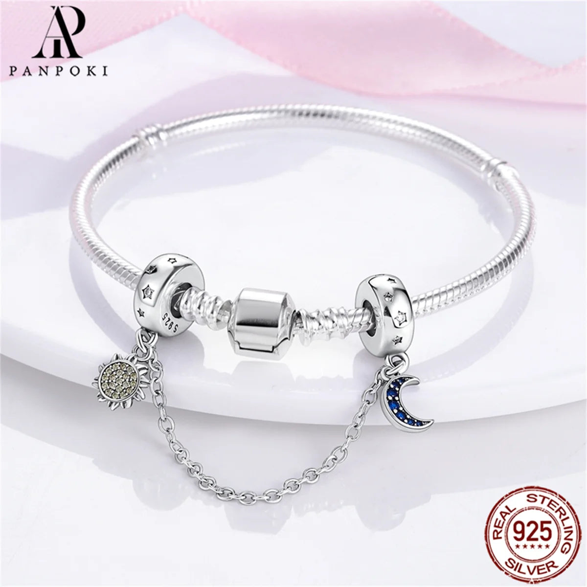 925 Sterling Safety Chain  Fit Pandora Bracelets