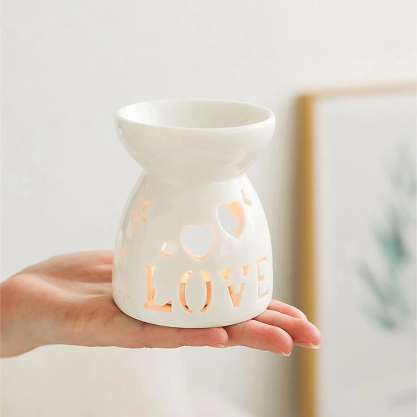 Essential Oil Burner, Ceramic Wax Warmer, Candle Holder for  Relaxation