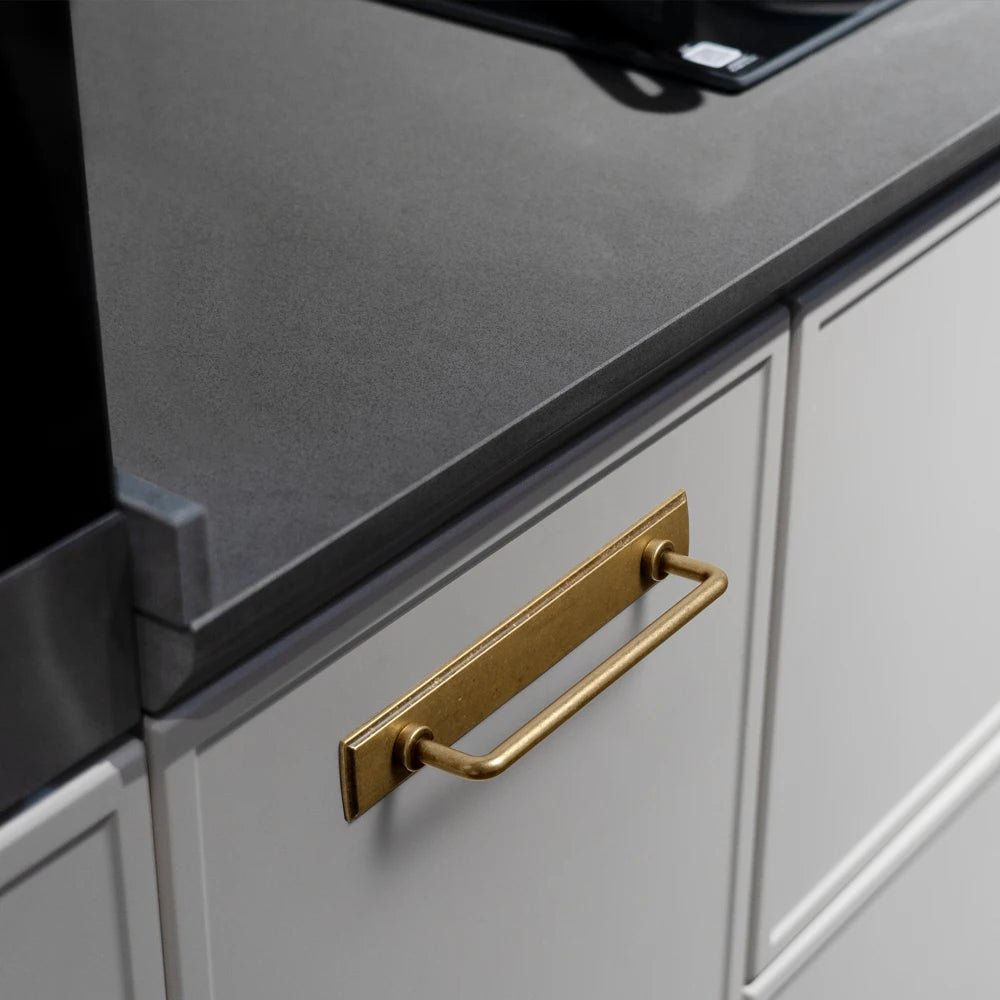 Brass Handle with Backboard Vintage Cover Up