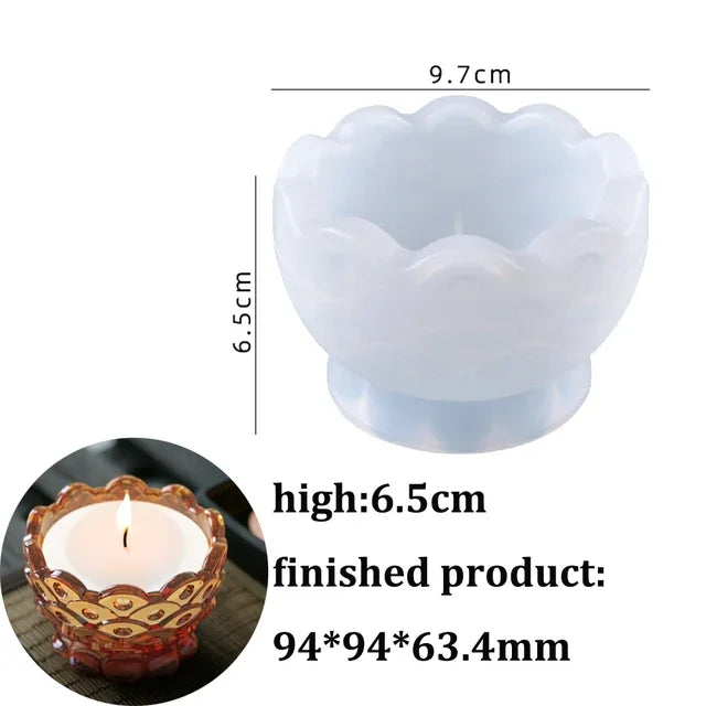 3D Lotus Candle Holder Silicone Mold for DIY Wax, Clay Epoxy Resin Craft