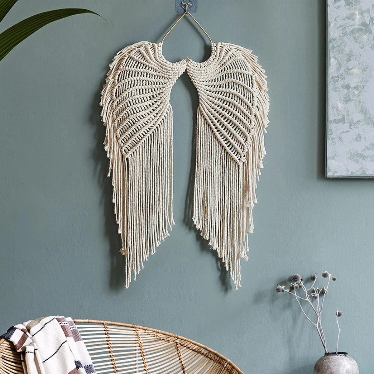 Angel Wing Hanging Tapestry Cotton Angel Wings with Long Tassels