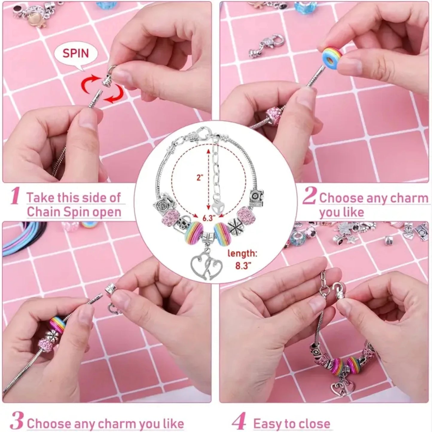 Bracelet Making Kit-75pcs Synthetic Beads & Snake Chains