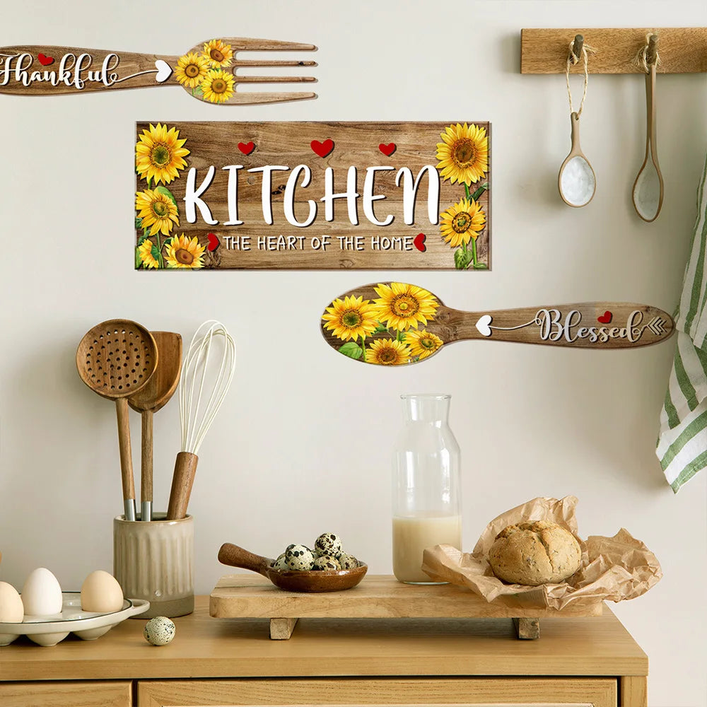 Sunflower Theme Kitchen Self-Adhesive Wall Stickers