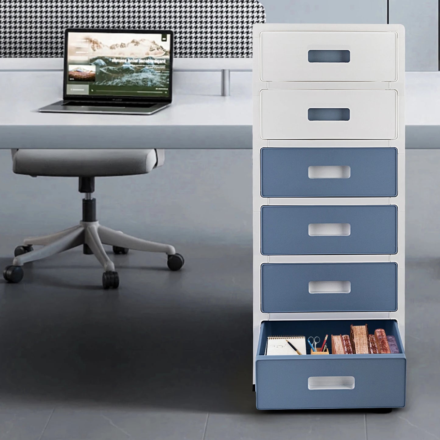Plastic 6 Drawer Organizer w/Rollers