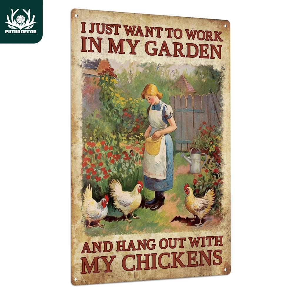 Putuo Decor 1PC Chicken Metal Tin Sign