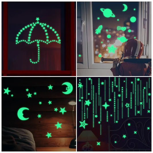 3D Bubble Luminous Stars, Moon Dots, Glow in the dark