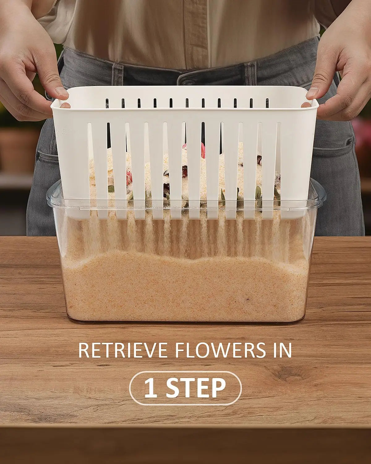 Silica Gel-Drying Container, One Step-Dried Flowers