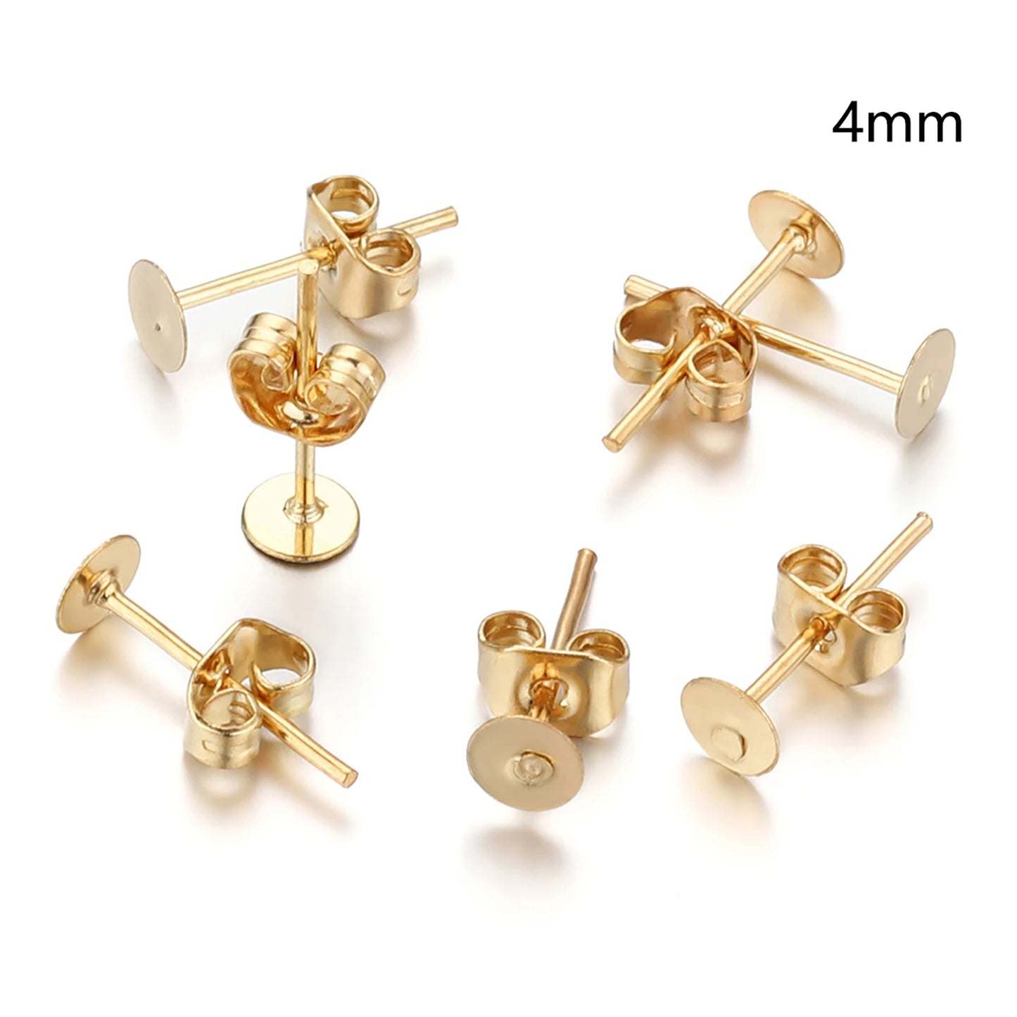 Blank Post Earring Studs with Earring Back/Flat Stones