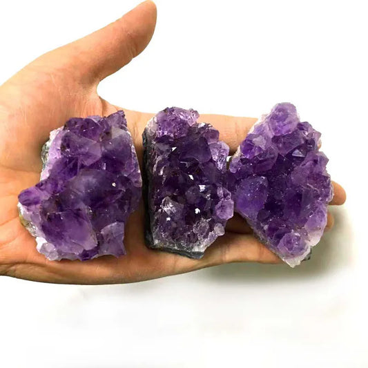 Natural Raw Purple Brazilian Amethyst Quartz Crystal Cluster