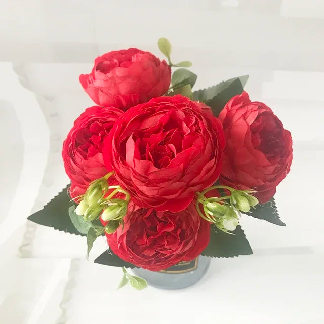 30cm Rose Pink Silk Peony Artificial Flowers Bouquet