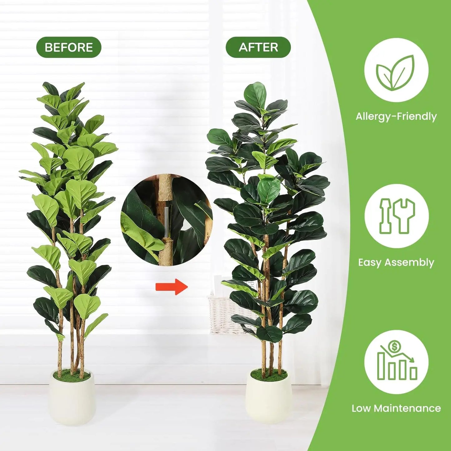 Artificial Fiddle Leaf Fig Tree with Pot