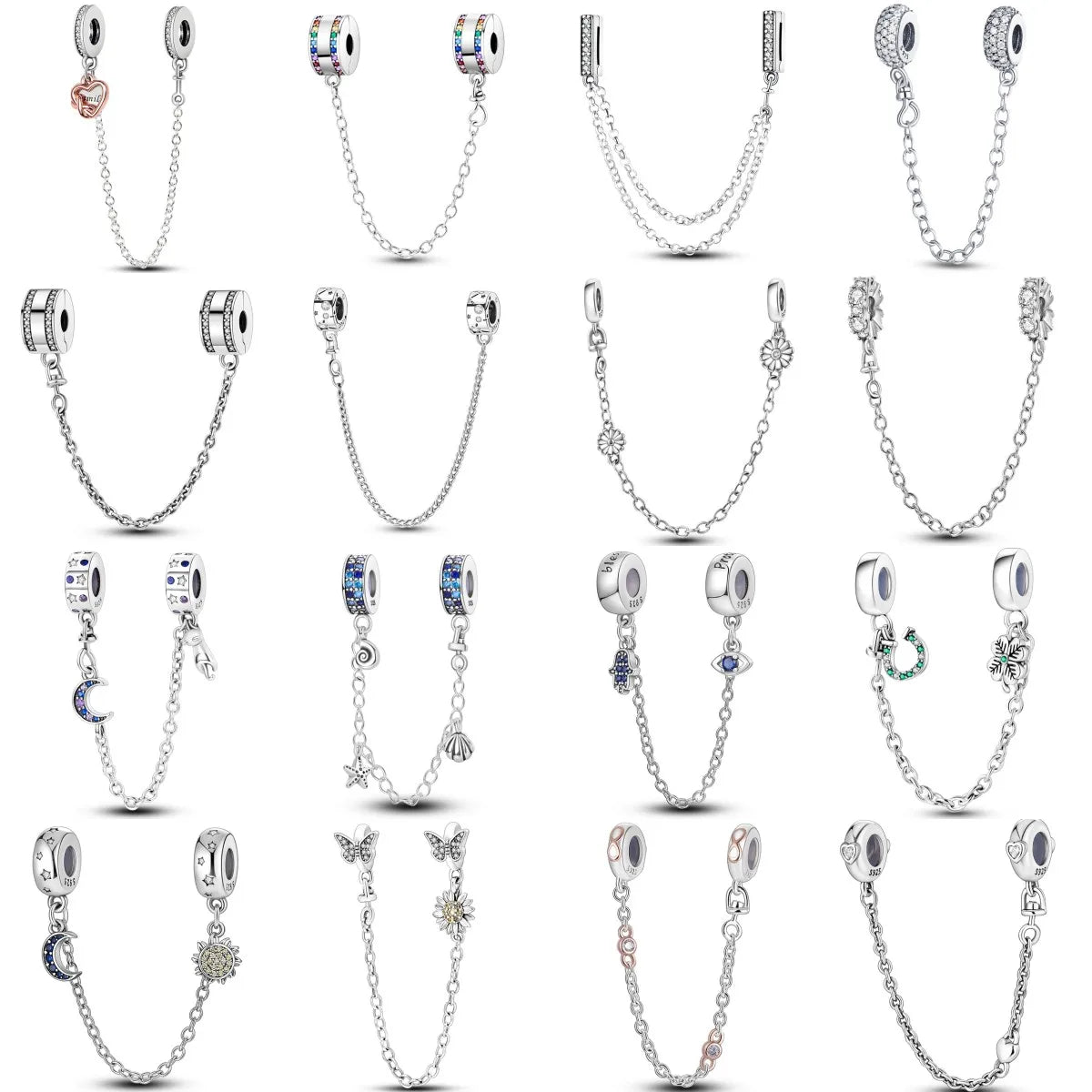 925 Sterling Safety Chain  Fit Pandora Bracelets