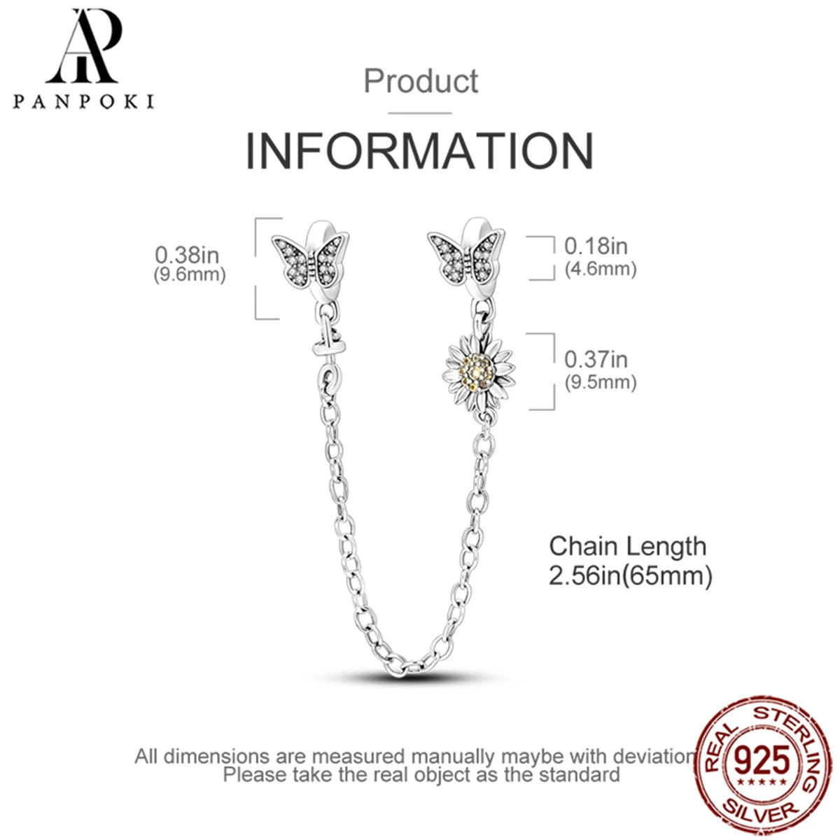 925 Sterling Safety Chain  Fit Pandora Bracelets