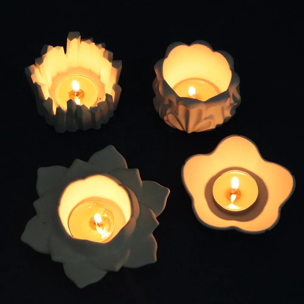 3D Lotus Candle Holder Silicone Mold for DIY Wax, Clay Epoxy Resin Craft