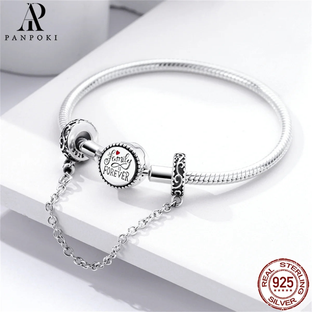 925 Sterling Safety Chain  Fit Pandora Bracelets