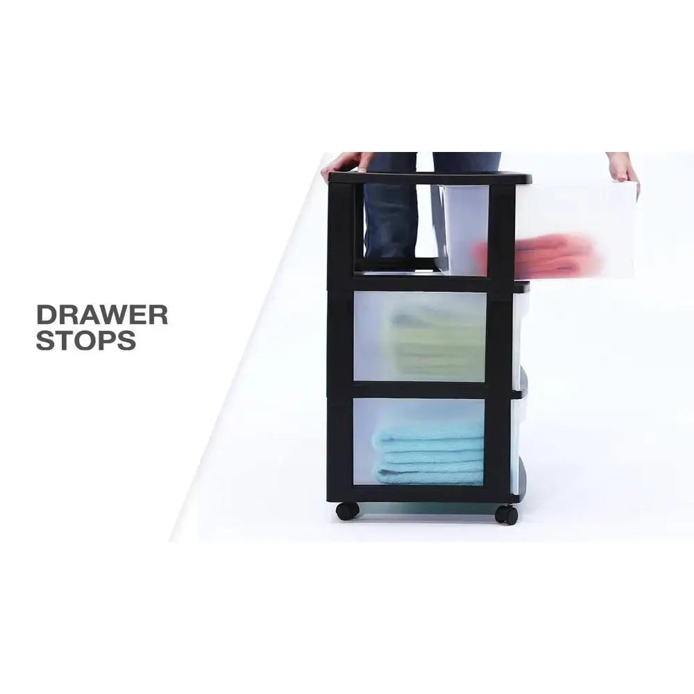 3-Drawer Wide Rolling Cart Storage Organizer