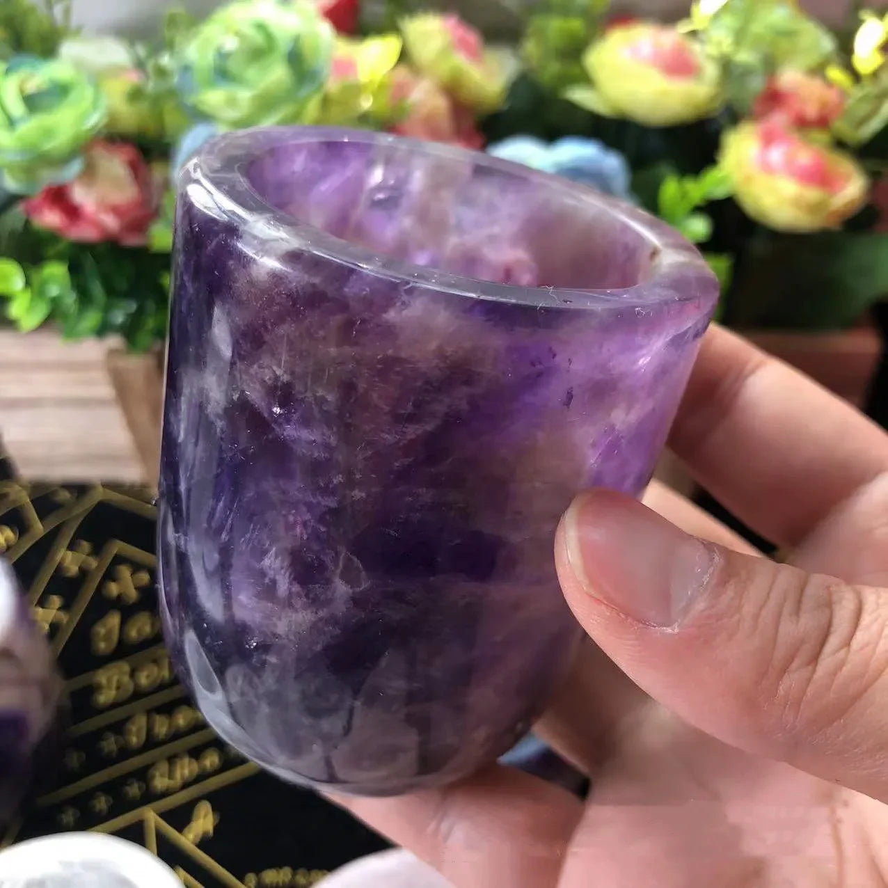 Natural Crystal Amethyst, Rose Quartz, White Crystal Cup