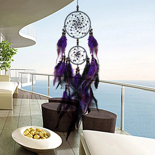 Purple Feather Dream Catcher Pendant