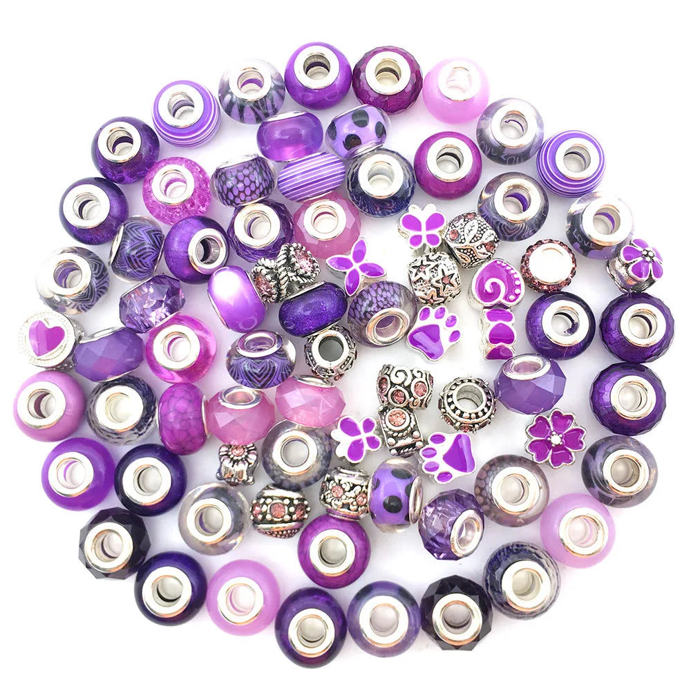 80 Pcs Large Hole Assorted Resin Imitation Glass Beads