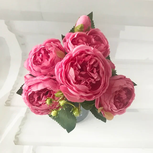 30cm Rose Pink Silk Peony Artificial Flowers Bouquet